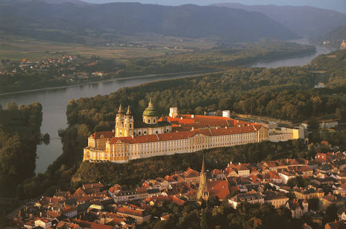 View of Melk Abbey from the air