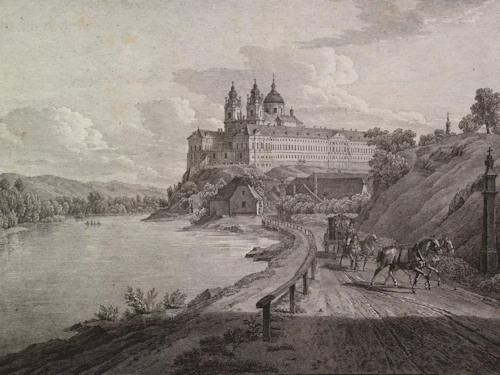 Drawing of Stift Melk published in 1826